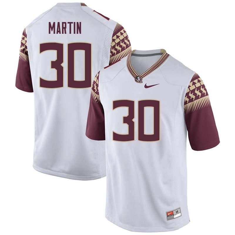 Men #30 Tommy Martin Florida State Seminoles College Football Jerseys Sale-White - Click Image to Close